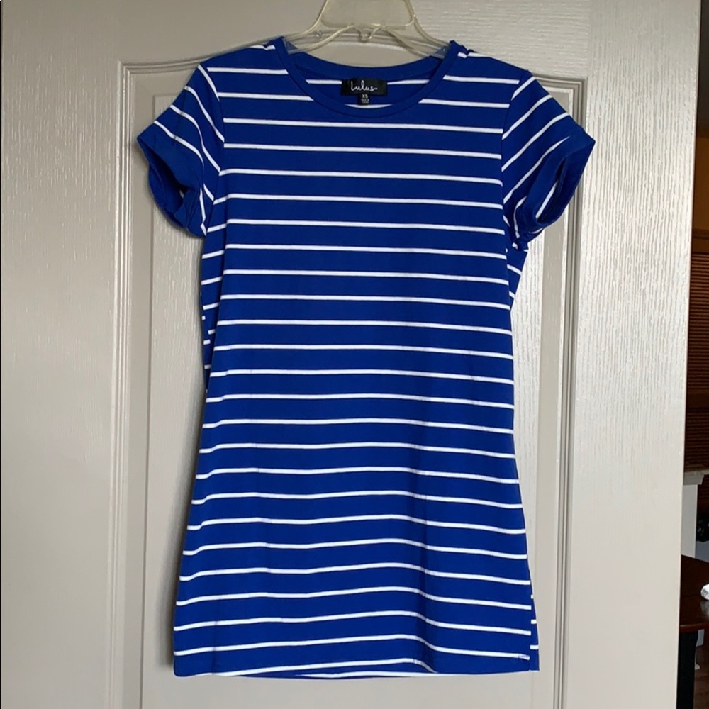 Blue and White T-Shirt Dress